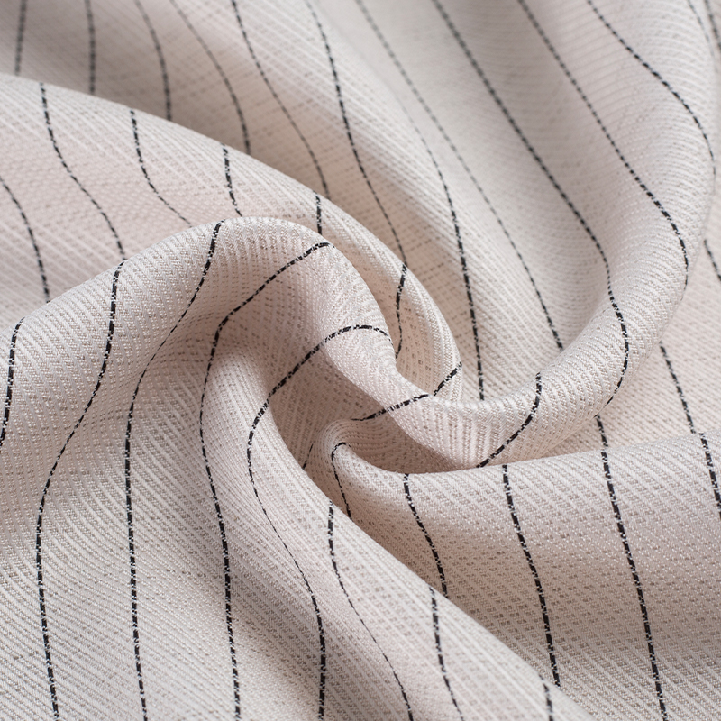 HY529-Linen Lauris Black Silk Strips Tecido Lyocell